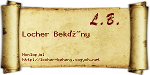 Locher Bekény névjegykártya